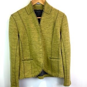 Eileen Fisher merino wool blend Moss Green Tailored Knit Blazer size S